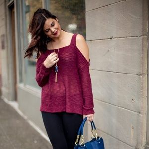 Maroon cold shoulder Sweater